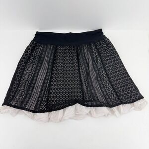 Studio 253 Womens XL Black Lace Mesh‎ Ruffle Hem Mini Skirt 4007151M
